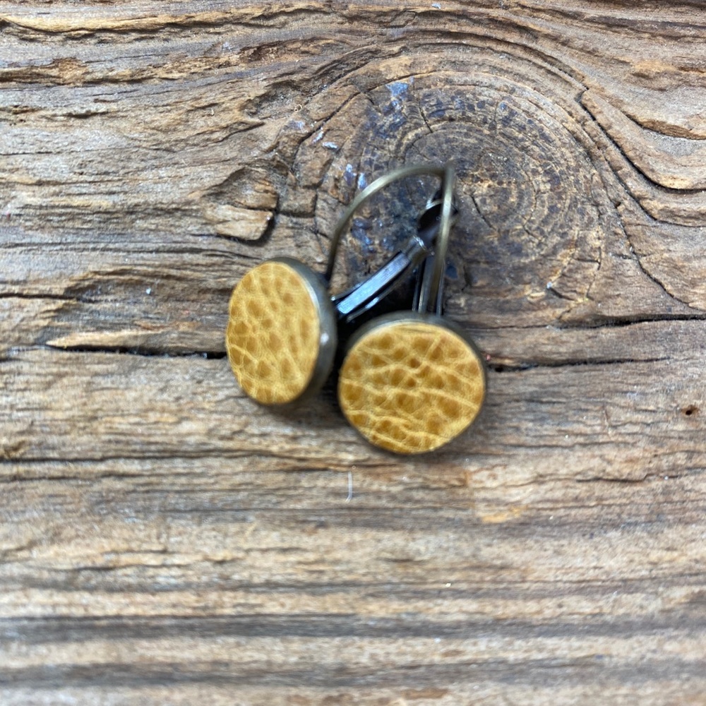 leather earrings, Vachetta leather, ladies dangle earrings, gift for trendy girl